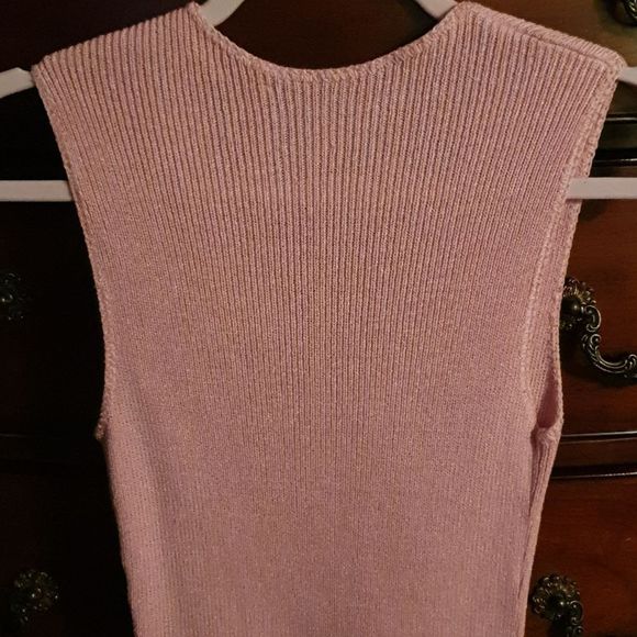 Vtg Baby Pink Knit Midi Tank Dress sz XS/S - Picture 4 of 5